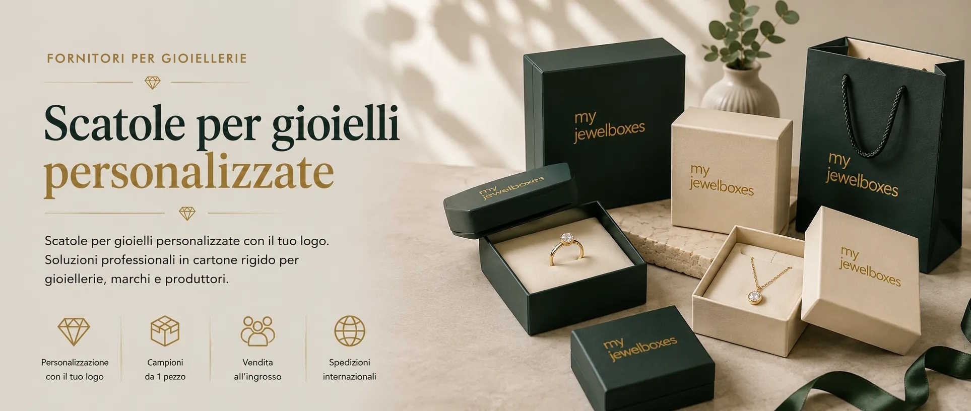Scatole per gioielli personalizzate in cartone rigido con stampa del logo MyJewelBoxes